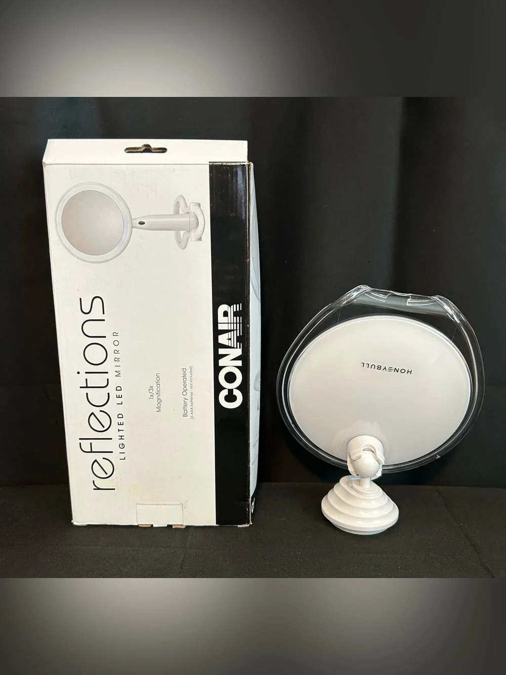 Conair Reflections Magnification Lighted LED Mirror & Honeybull Suction Mirror